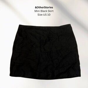 &OtherStories Black Suede Mini Skirt Size US 10 - A-Line Short Skirt